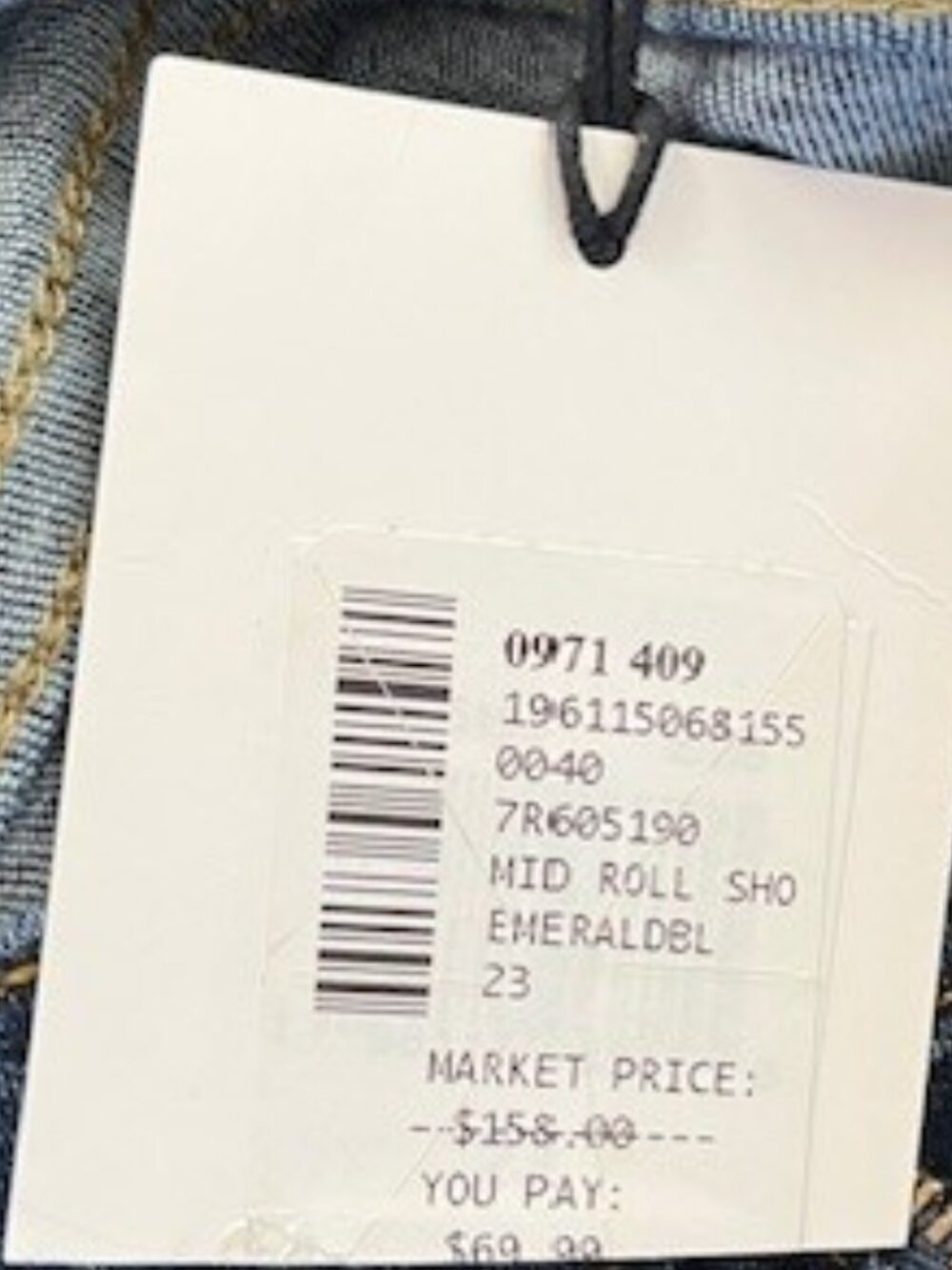NWT - 7 For All Mankind Mid Roll Short Emerald Blue, Size 23 - Picture 6 of 7